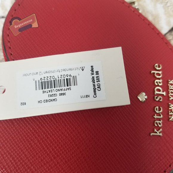 #bagsavenue  Staci Heart Coin Purse Saffiano Leather Candied Cherry Kate spade - Picture 2 of 6
